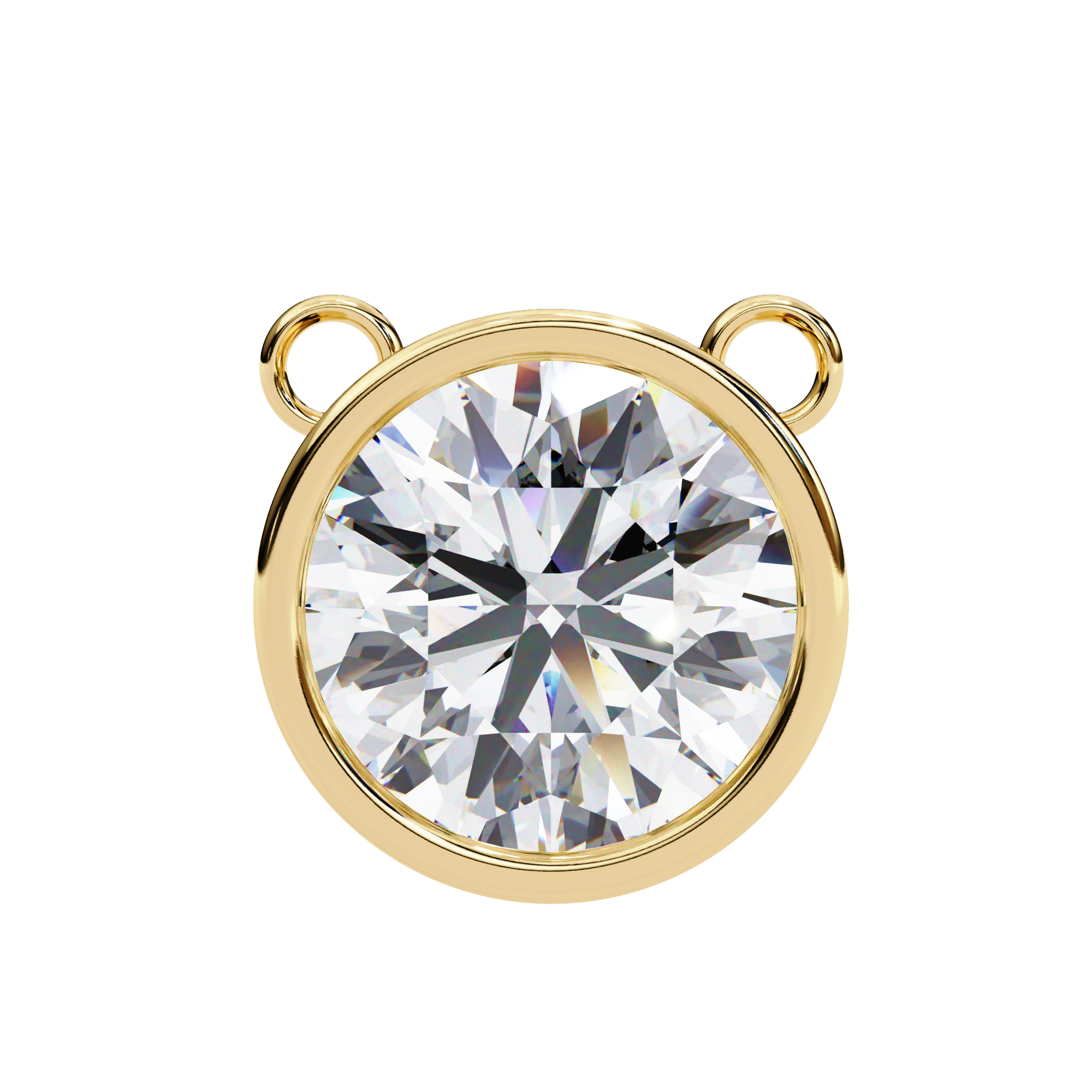Modern Bezel-Set Round Diamond Necklace, Minimalist Yellow Gold Floating Pendant