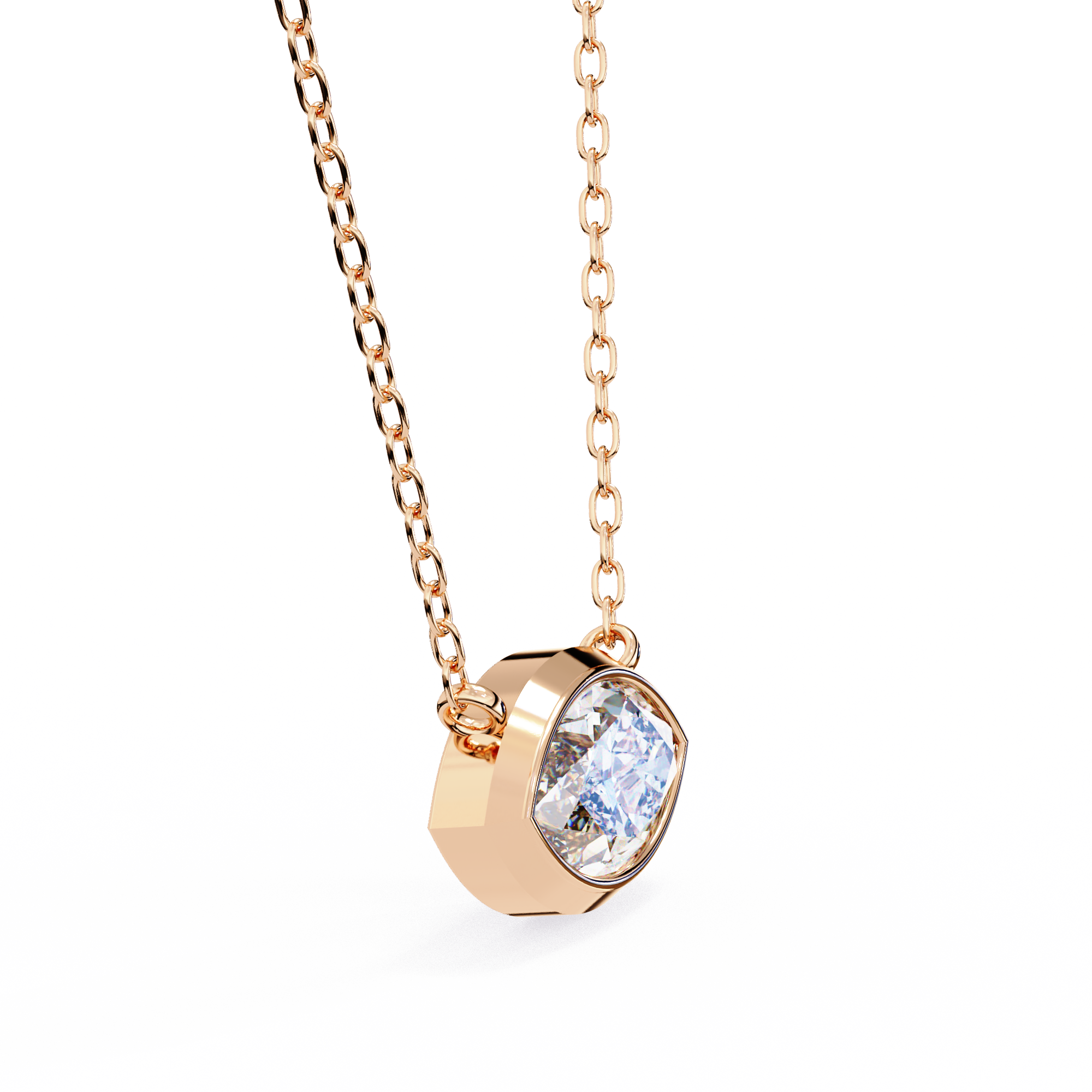 Modern Bezel-Set Marquise Diamond Necklace, Minimalist Horizontal Gold Pendant