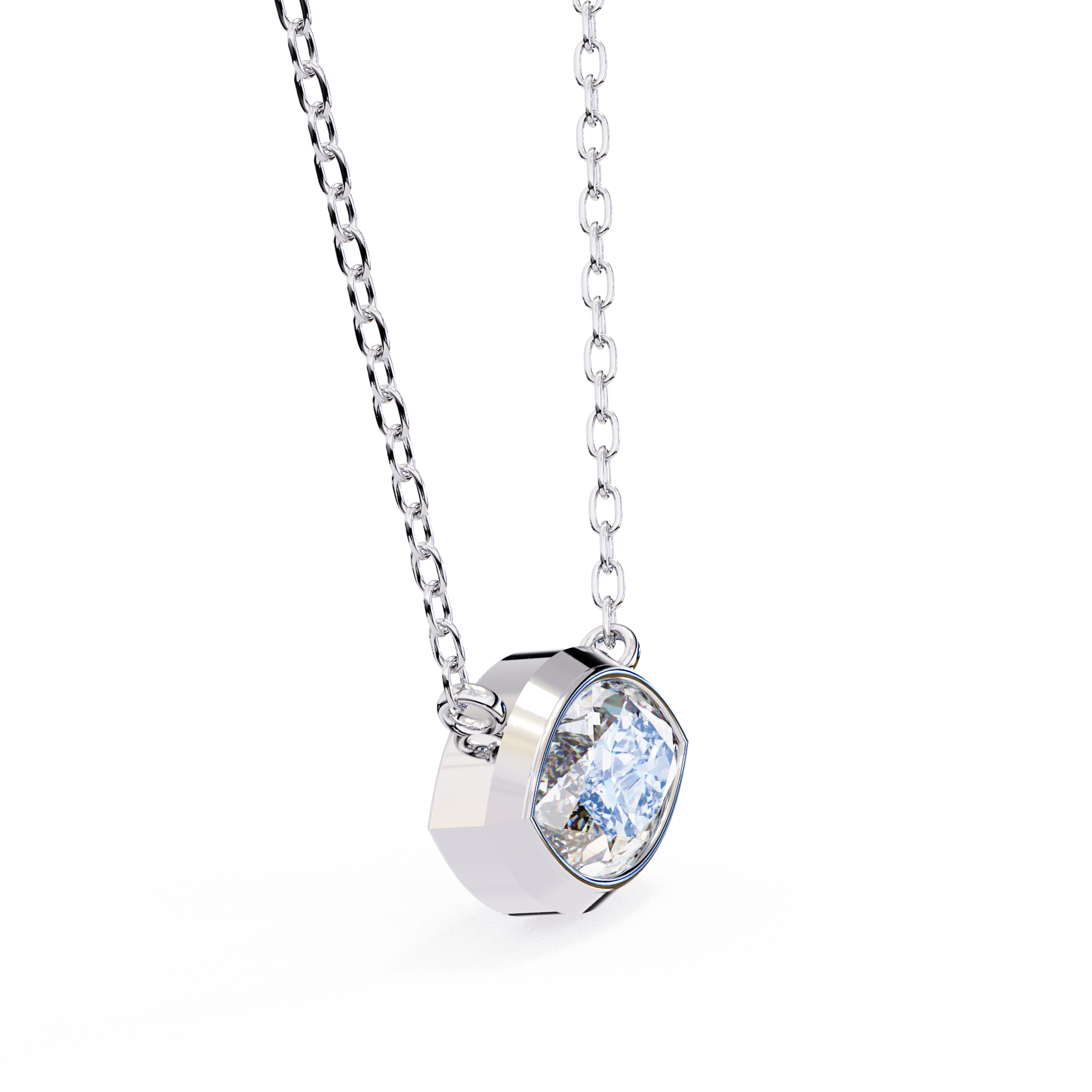 Modern Bezel-Set Marquise Diamond Necklace, Minimalist Horizontal Gold Pendant