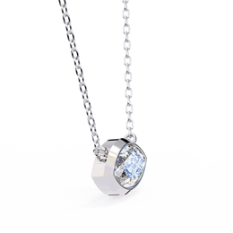 Modern Bezel-Set Marquise Diamond Necklace, Minimalist Horizontal Gold Pendant