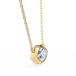 Modern Bezel-Set Marquise Diamond Necklace, Minimalist Horizontal Gold Pendant