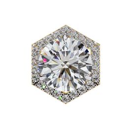 Round Diamond Modern Hexagonal Shaped Diamond Halo Stud Earrings