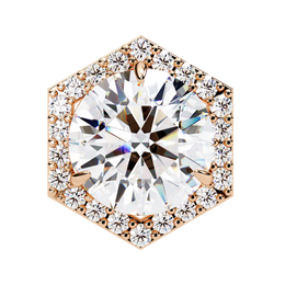 Round Diamond Modern Hexagonal Shaped Diamond Halo Stud Earrings