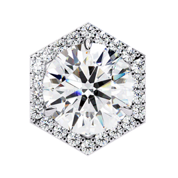 Round Diamond Modern Hexagonal Shaped Diamond Halo Stud Earrings