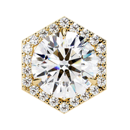 Round Diamond Modern Hexagonal Shaped Diamond Halo Stud Earrings