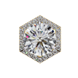 Round Diamond Modern Hexagonal Shaped Diamond Halo Stud Earrings