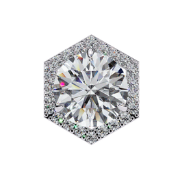 Round Diamond Modern Hexagonal Shaped Diamond Halo Stud Earrings