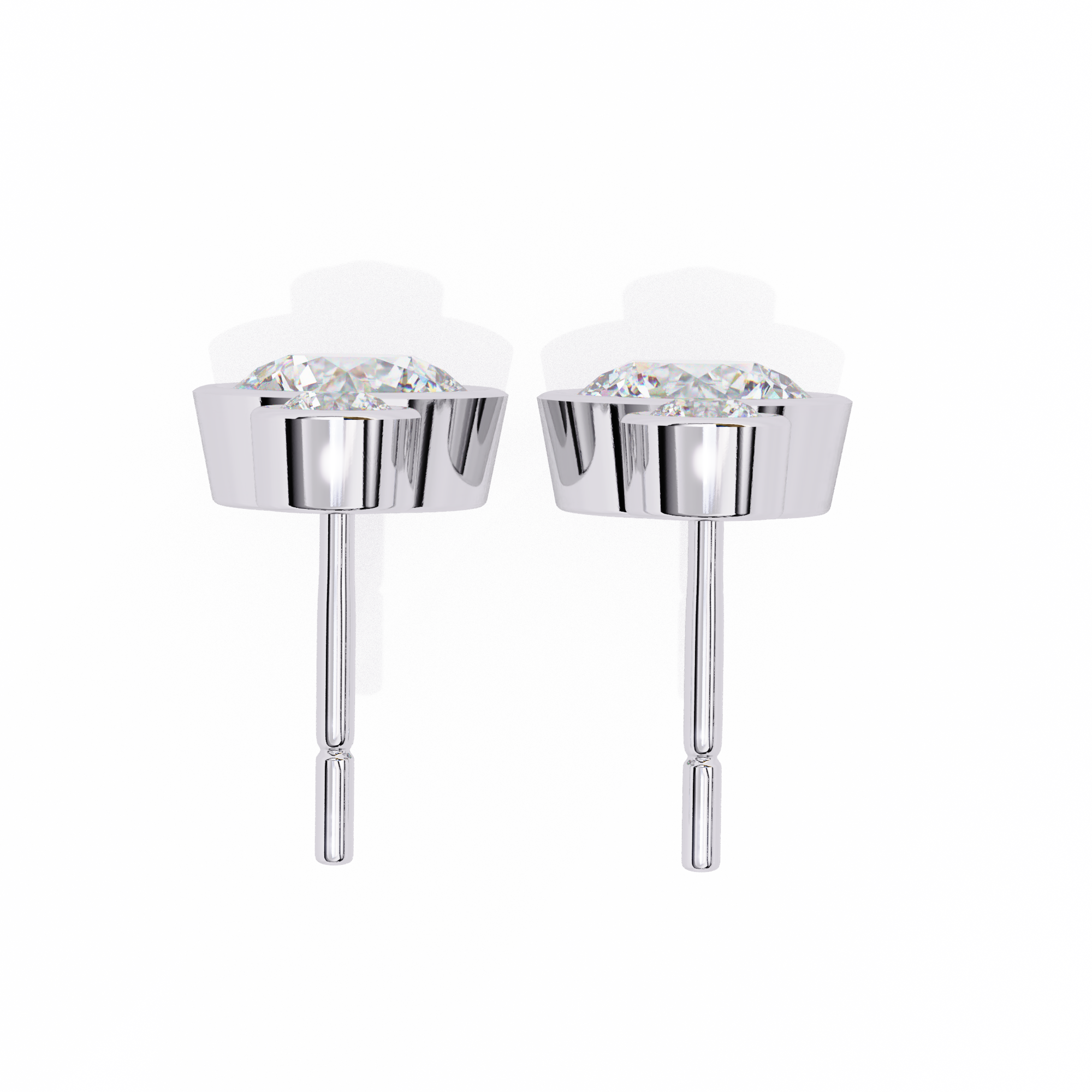 Bezel-Set Double Round Diamond Drop Earrings