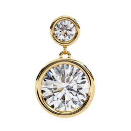 Bezel-Set Double Round Diamond Drop Earrings