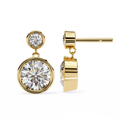 Bezel-Set Double Round Diamond Drop Earrings