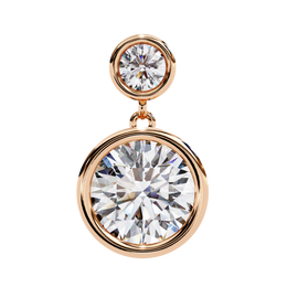 Bezel-Set Double Round Diamond Drop Earrings