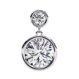 Bezel-Set Double Round Diamond Drop Earrings