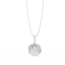 Double Halo Floral Cluster Diamond Pendant Necklace in 14K Yellow Gold with Pavé Bar Bail