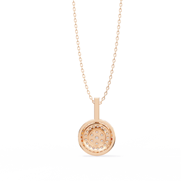 Double Halo Floral Cluster Diamond Pendant Necklace in 14K Yellow Gold with Pavé Bar Bail