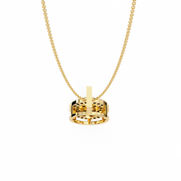 Double Halo Floral Cluster Diamond Pendant Necklace in 14K Yellow Gold with Pavé Bar Bail