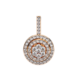 Double Halo Floral Cluster Diamond Pendant Necklace in 14K Yellow Gold with Pavé Bar Bail