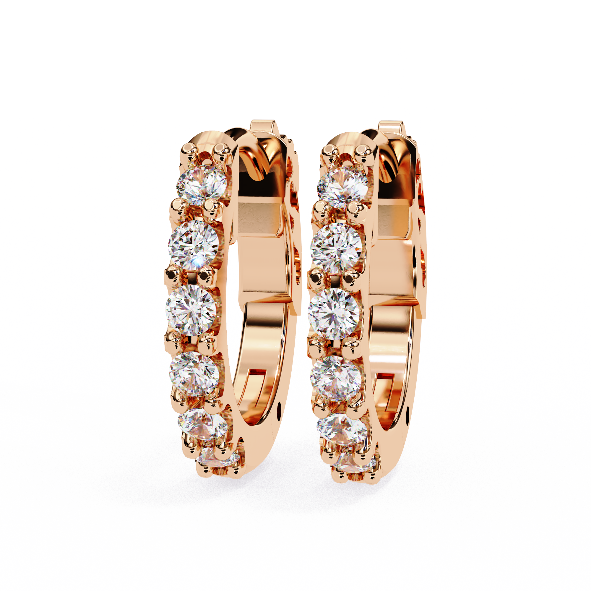 Round Diamond Huggie Hoop Earrings