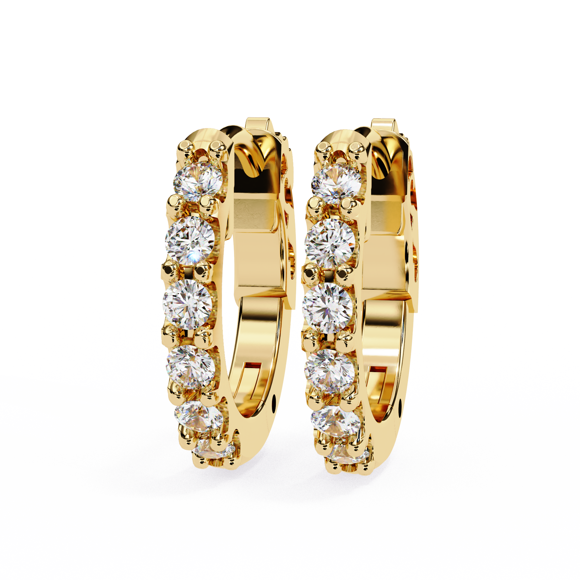 Round Diamond Huggie Hoop Earrings