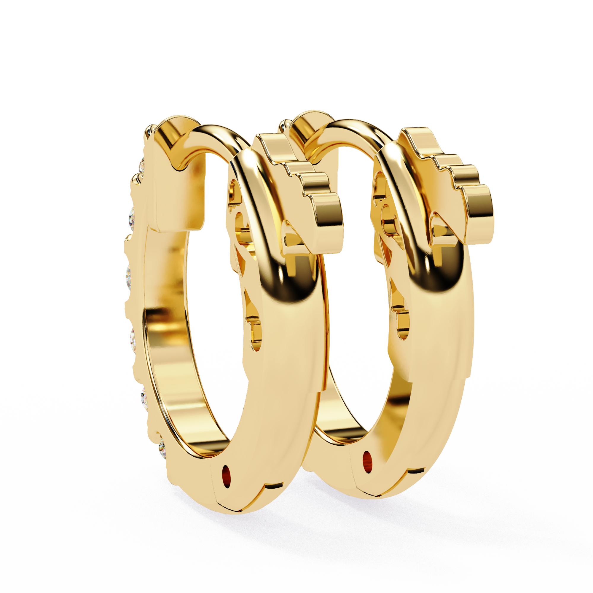 Round Diamond Huggie Hoop Earrings