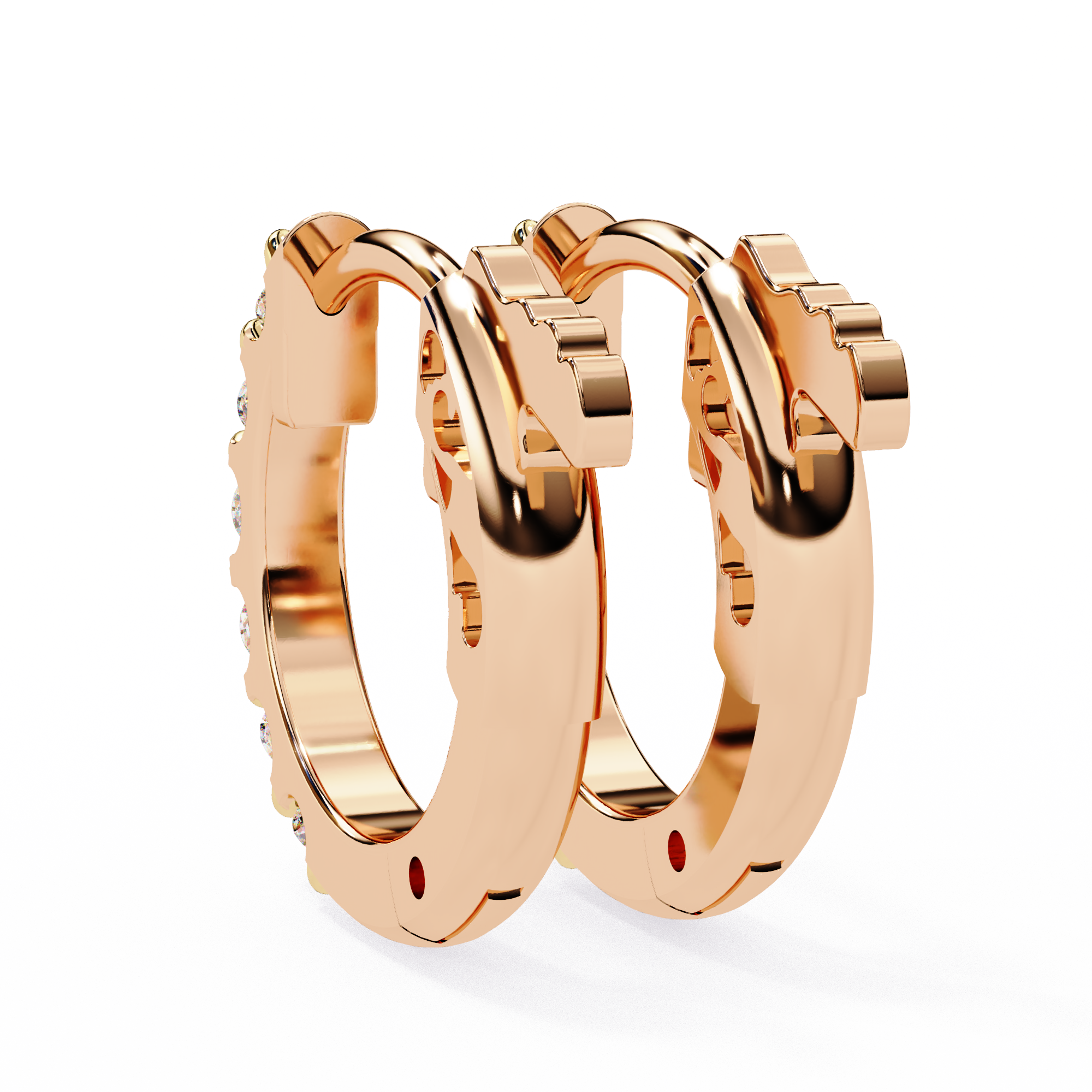 Round Diamond Huggie Hoop Earrings