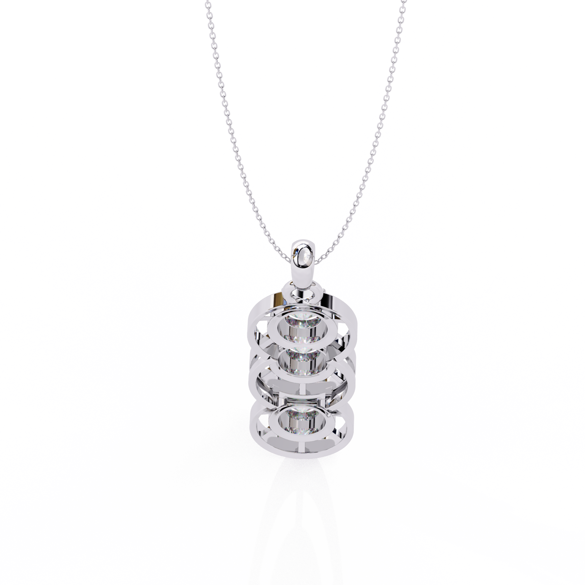 Modernist Past Present Future Diamond Drop Necklace | Concentric Orbit Circle Pendant