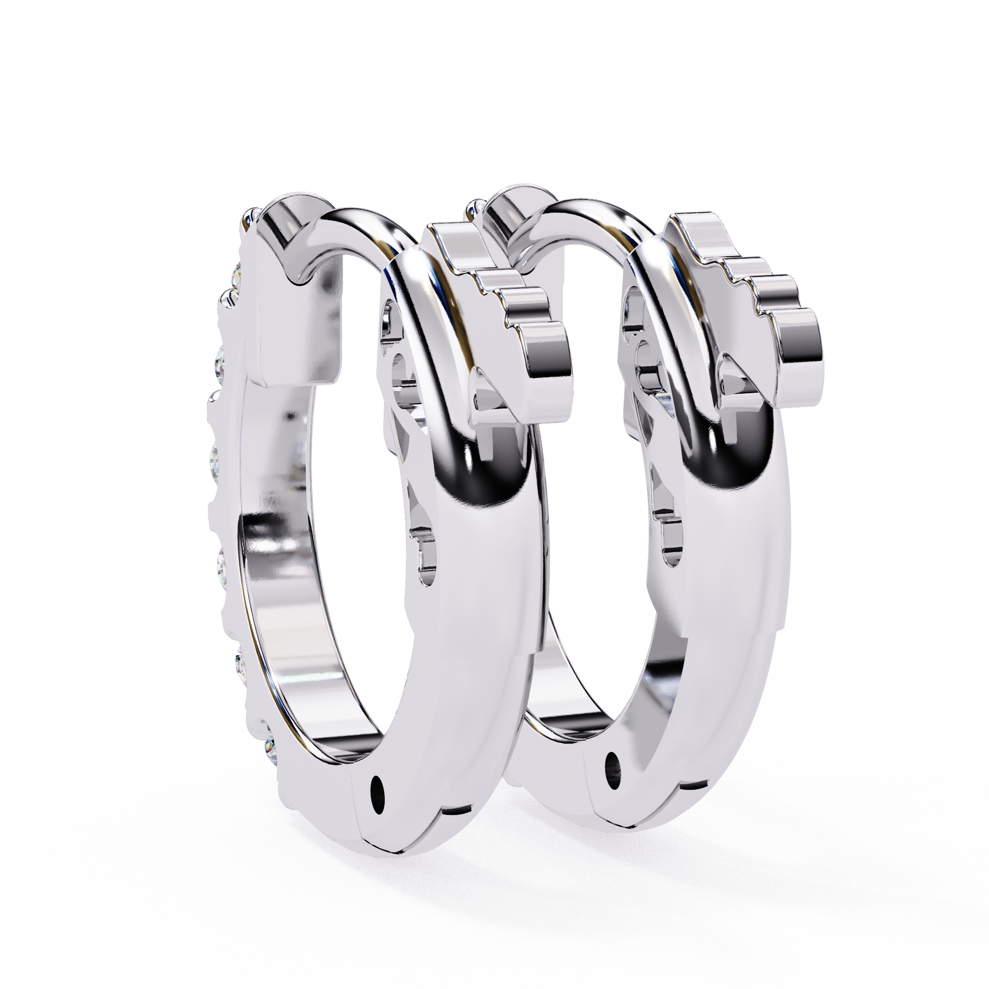 Round Diamond Huggie Hoop Earrings
