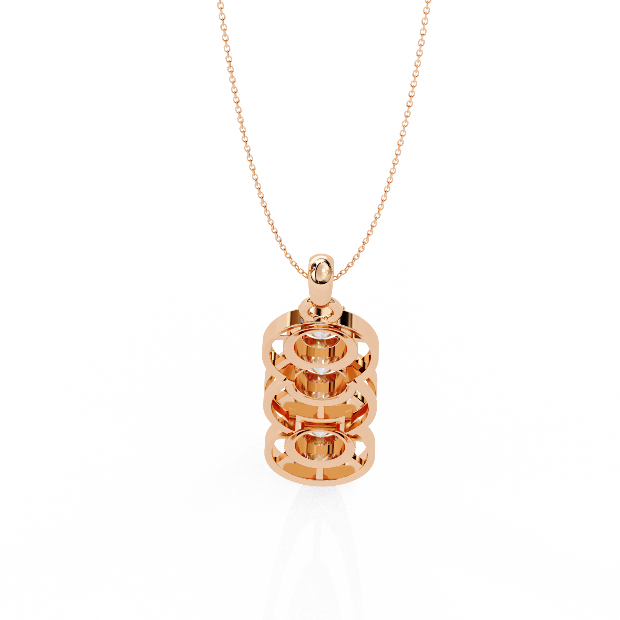 Modernist Past Present Future Diamond Drop Necklace | Concentric Orbit Circle Pendant
