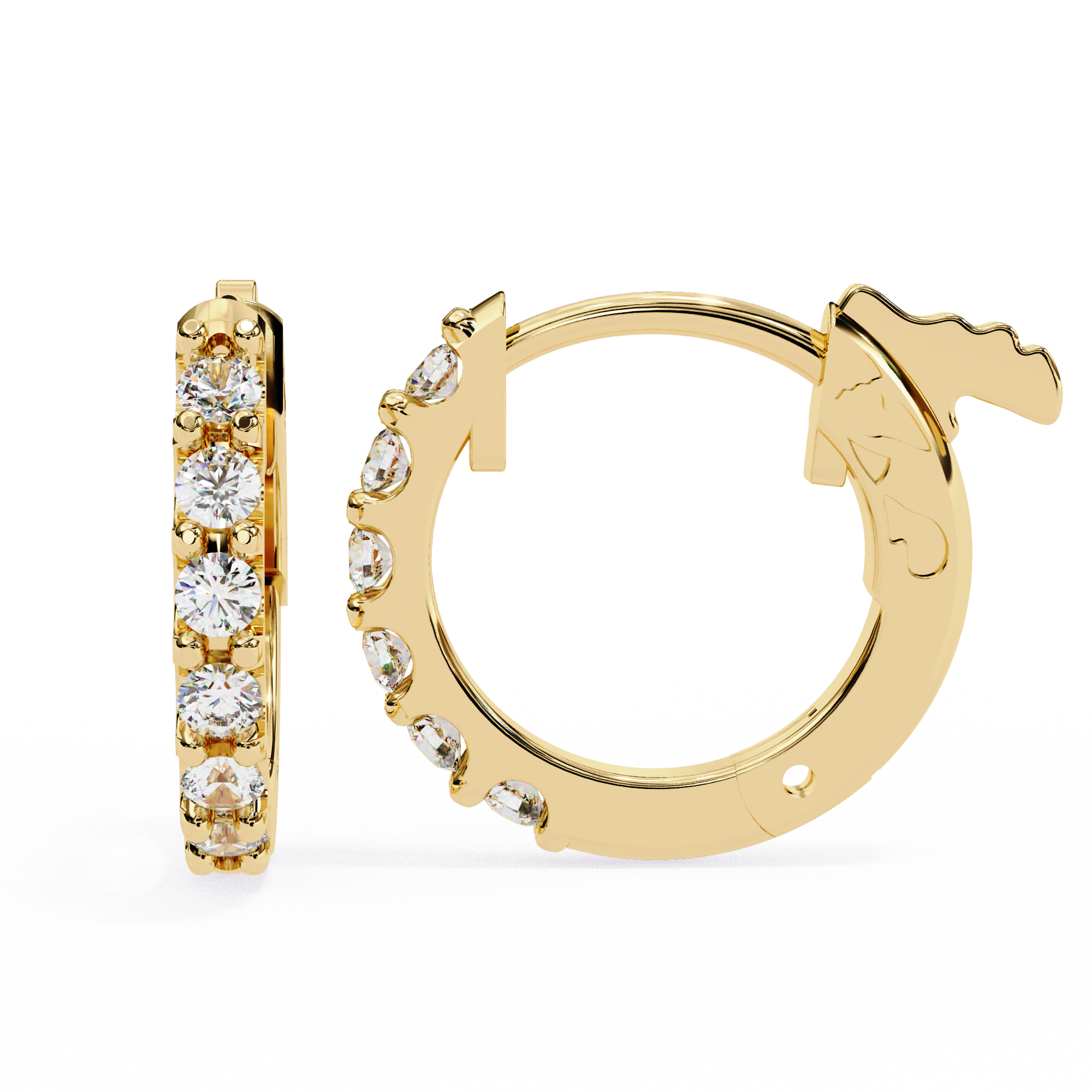 Round Diamond Huggie Hoop Earrings