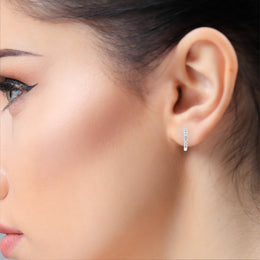 Round Diamond Huggie Hoop Earrings