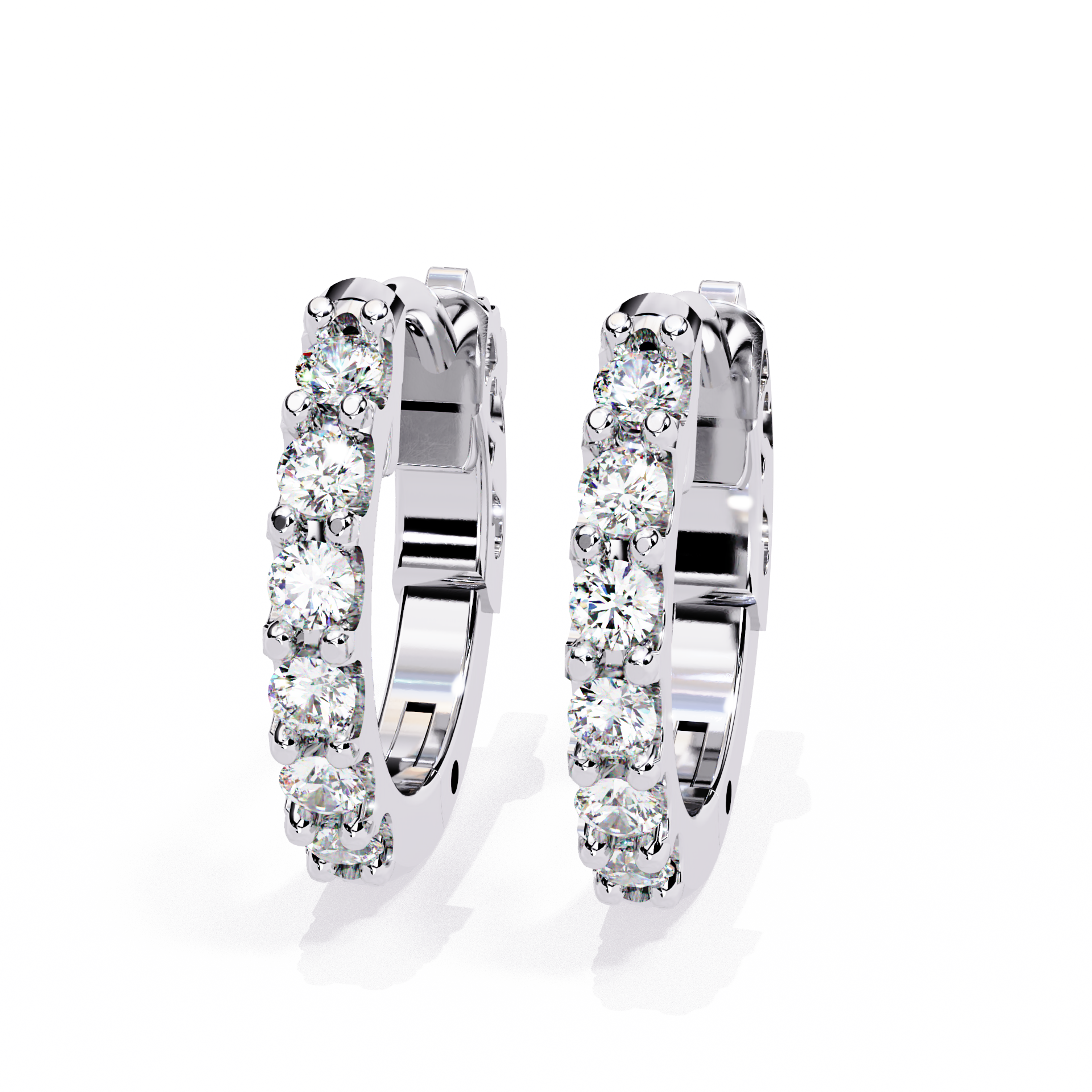 Round Diamond Huggie Hoop Earrings