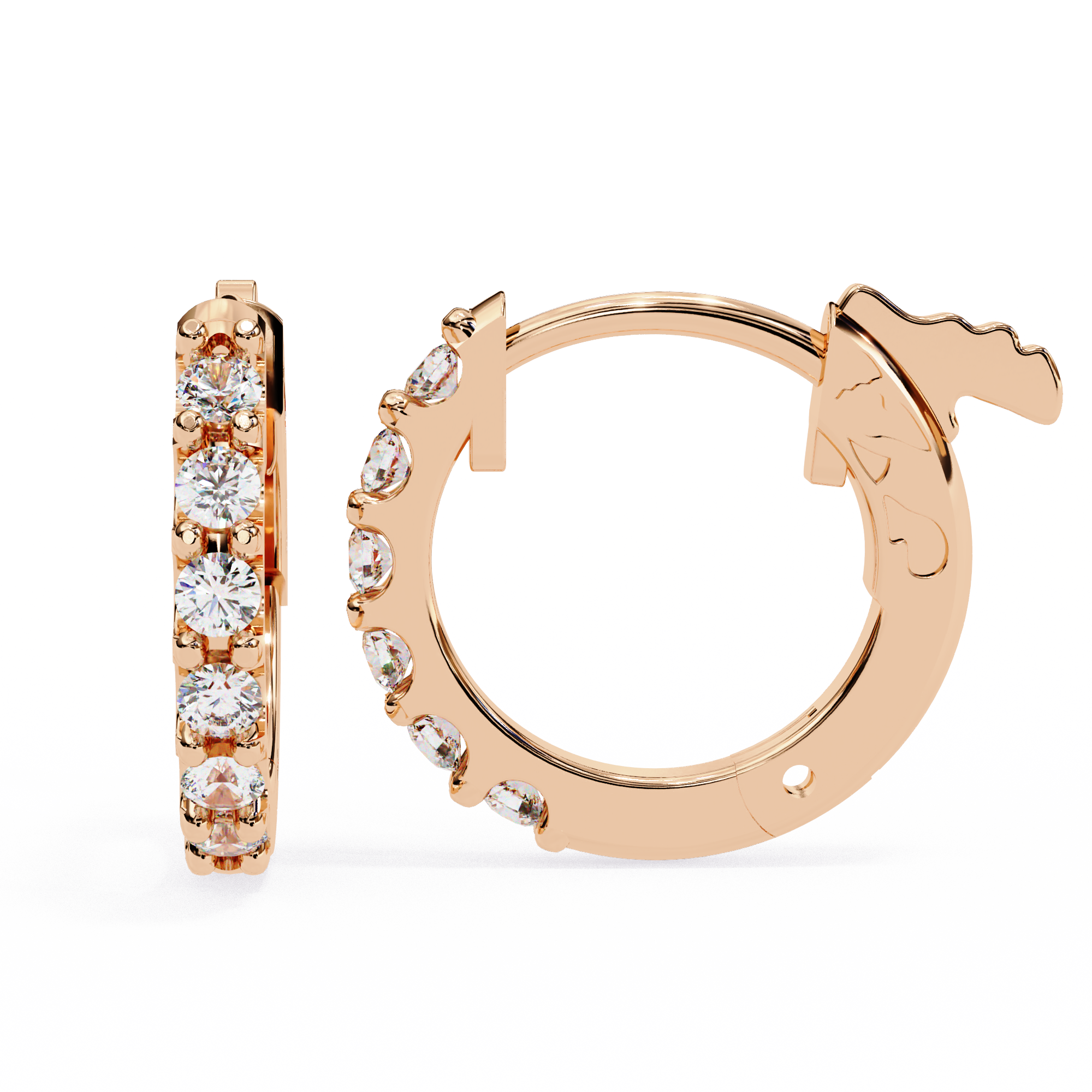 Round Diamond Huggie Hoop Earrings
