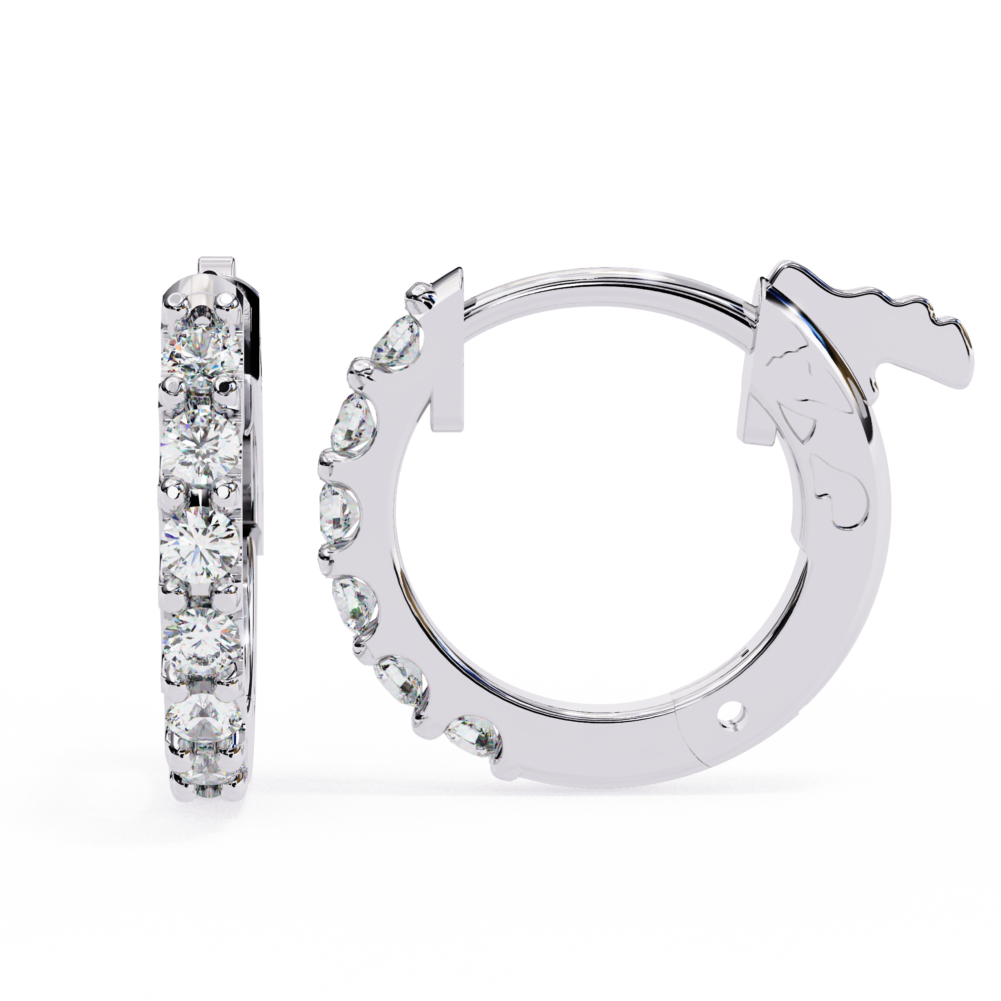 Round Diamond Huggie Hoop Earrings