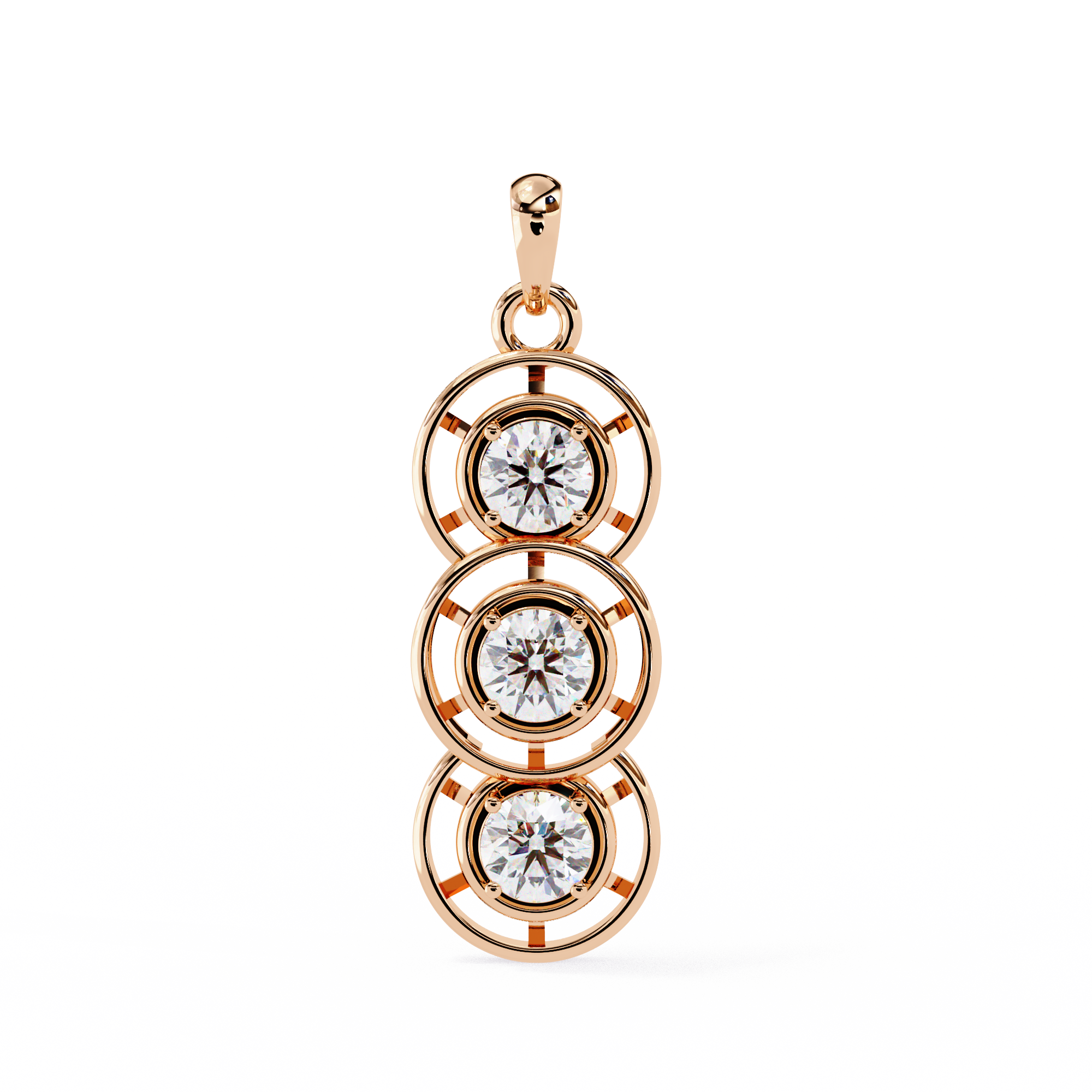 Modernist Past Present Future Diamond Drop Necklace | Concentric Orbit Circle Pendant