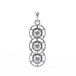Modernist Past Present Future Diamond Drop Necklace | Concentric Orbit Circle Pendant