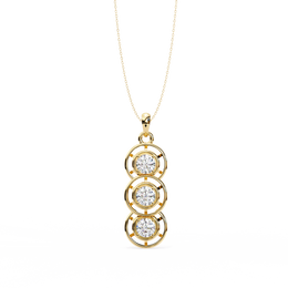 Modernist Past Present Future Diamond Drop Necklace | Concentric Orbit Circle Pendant