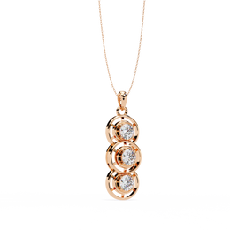 Modernist Past Present Future Diamond Drop Necklace | Concentric Orbit Circle Pendant