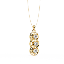 Modernist Past Present Future Diamond Drop Necklace | Concentric Orbit Circle Pendant
