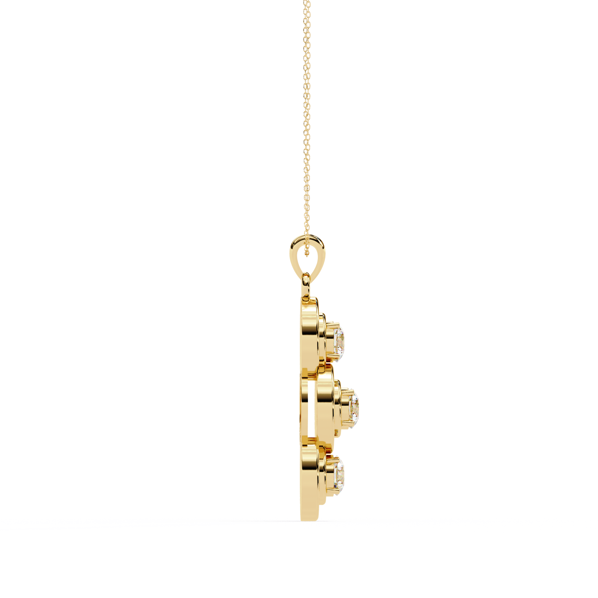 Modernist Past Present Future Diamond Drop Necklace | Concentric Orbit Circle Pendant