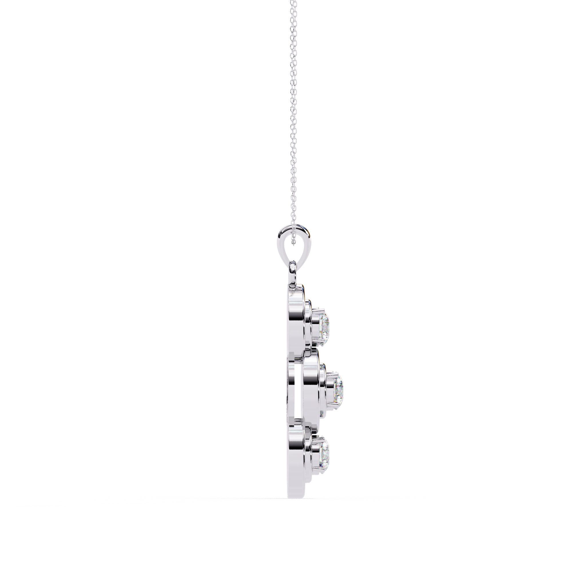 Modernist Past Present Future Diamond Drop Necklace | Concentric Orbit Circle Pendant