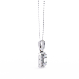 Art Deco Illusion Emerald Cut Floating Halo Pendant with Pavé Bail
