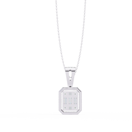 Art Deco Illusion Emerald Cut Floating Halo Pendant with Pavé Bail