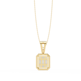 Art Deco Illusion Emerald Cut Floating Halo Pendant with Pavé Bail