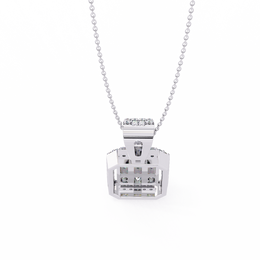 Art Deco Illusion Emerald Cut Floating Halo Pendant with Pavé Bail