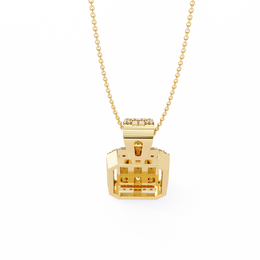Art Deco Illusion Emerald Cut Floating Halo Pendant with Pavé Bail