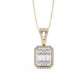 Art Deco Illusion Emerald Cut Floating Halo Pendant with Pavé Bail