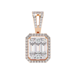 Art Deco Illusion Emerald Cut Floating Halo Pendant with Pavé Bail