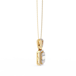 Art Deco Illusion Emerald Cut Floating Halo Pendant with Pavé Bail