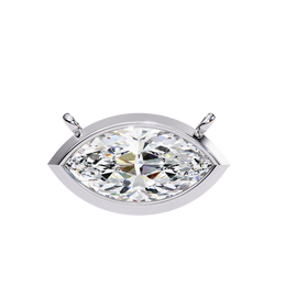 Modern Bezel-Set Marquise Diamond Necklace, Minimalist Horizontal Gold Pendant