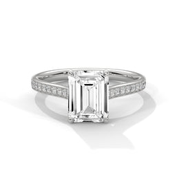 2.50CT Brilliant Emerald Lab Grown Pave Shank Ring