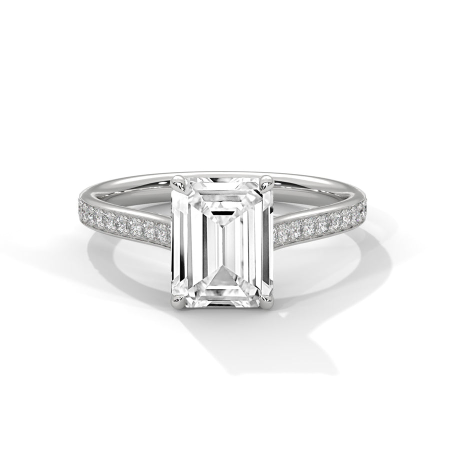 2.50CT Brilliant Emerald Lab Grown Pave Shank Ring